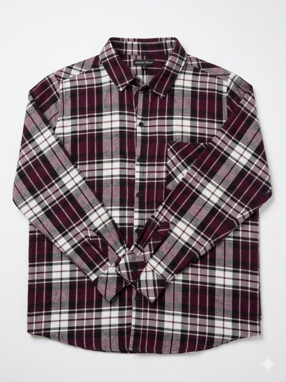 Burgundy and White Plaid Button-Down Shirt brand is Well Worn